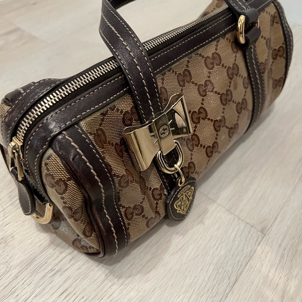 GUCCI Crystal Monogram Duchessa Small Boston Bag Brown - Picture 2 of 5